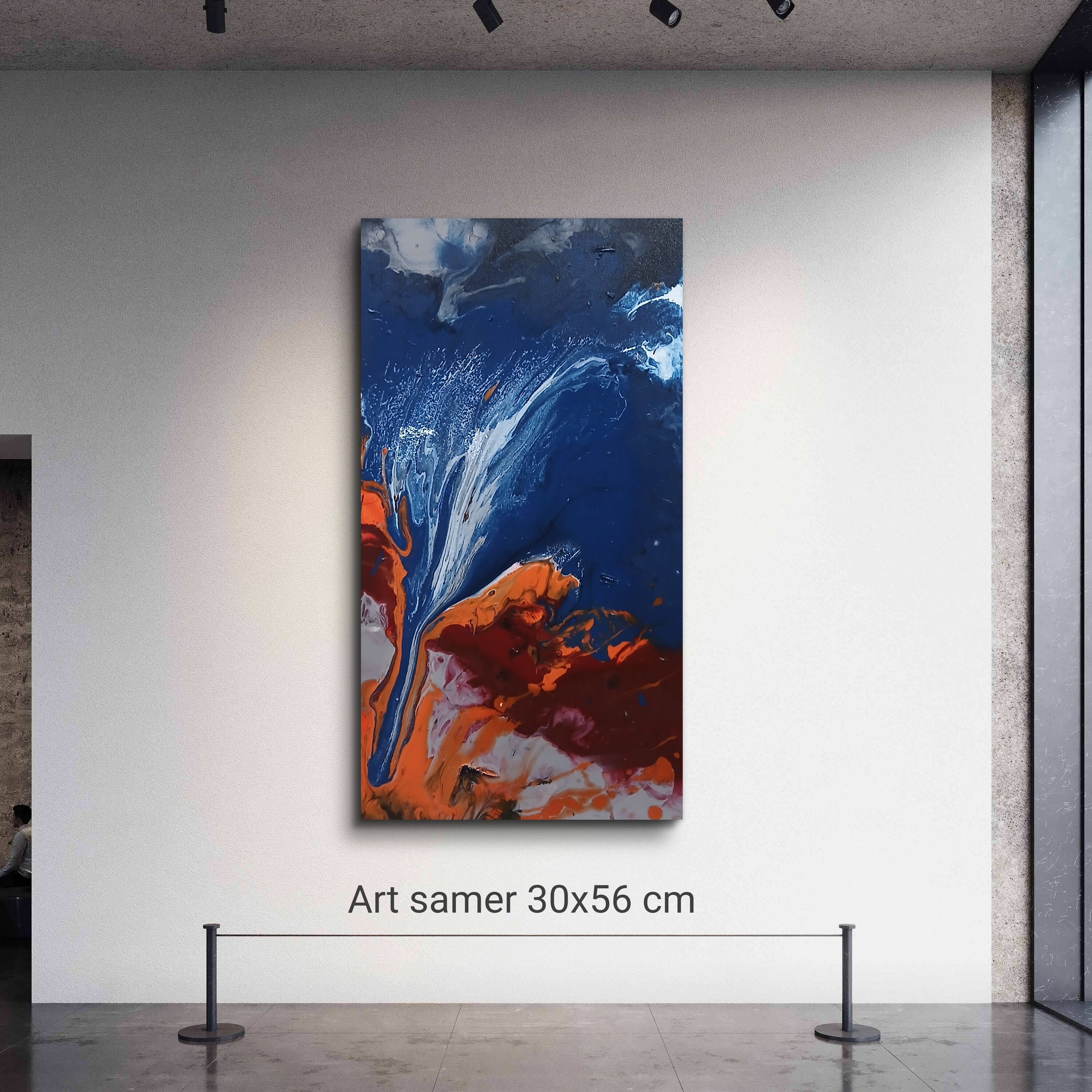 Fire and Water - Abstract Acrylic Painting 30x56 cm