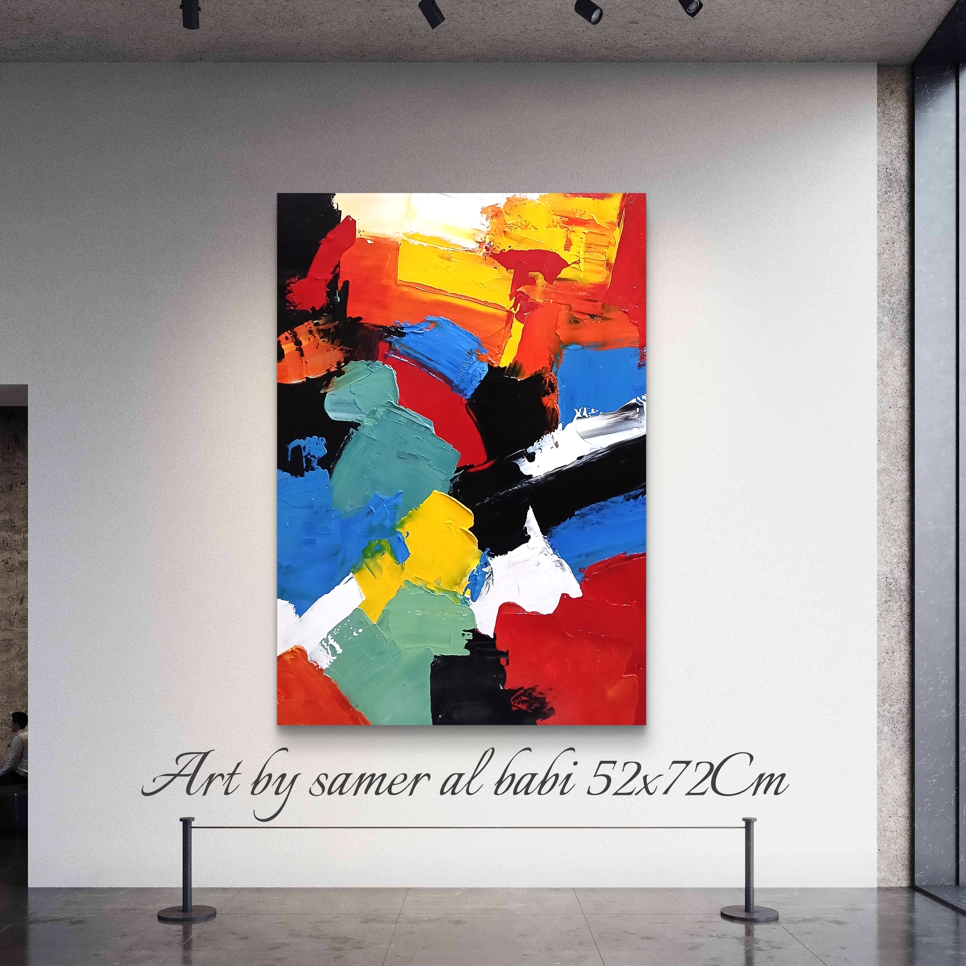 Abstract painting Sensory Explosion by Samer Al Babi, 52x72cm, acrylic on canvas