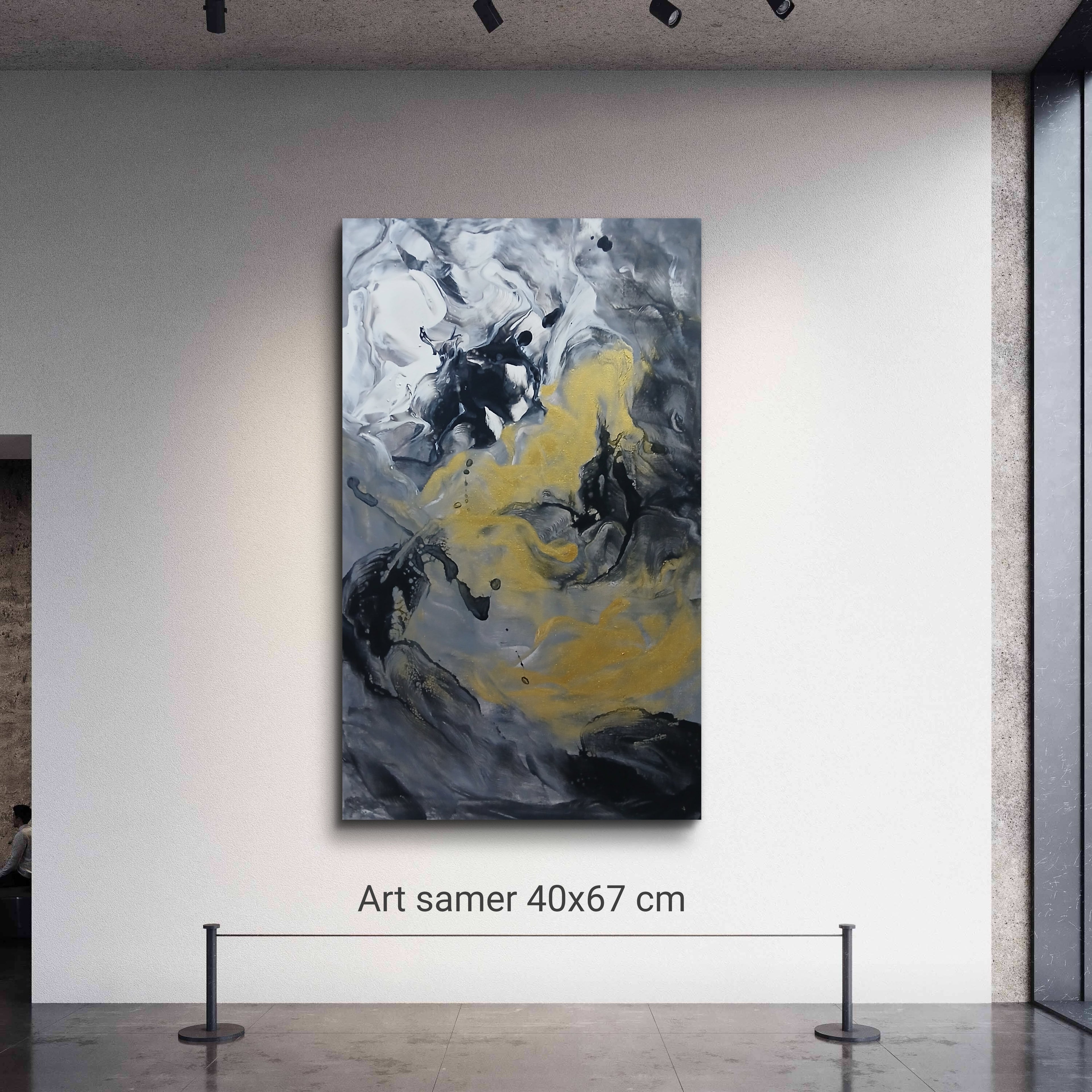 Golden Storm - Abstract Acrylic Painting 40x67 cm
